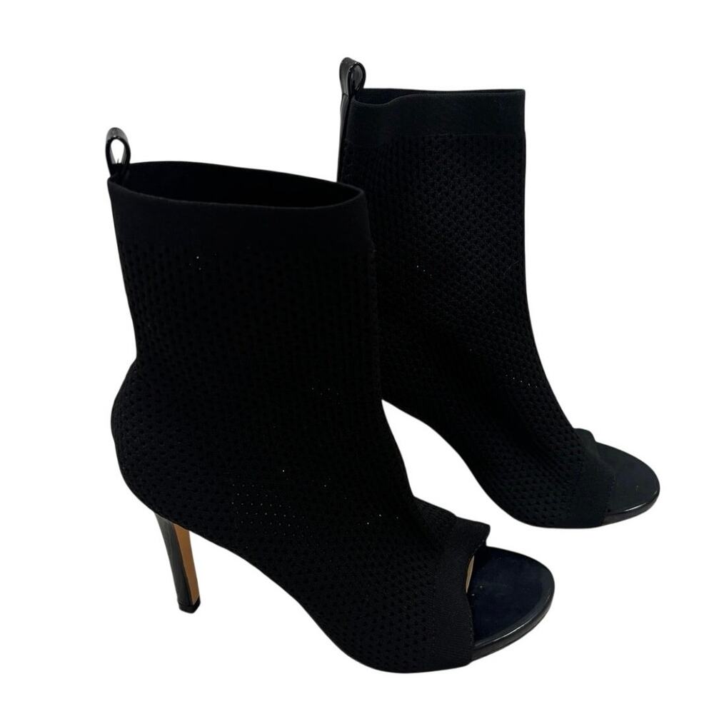 Catherine Malandrino Black Mesh Stiletto Booties 🖤Open‑Toe High Heel - Size 7.5